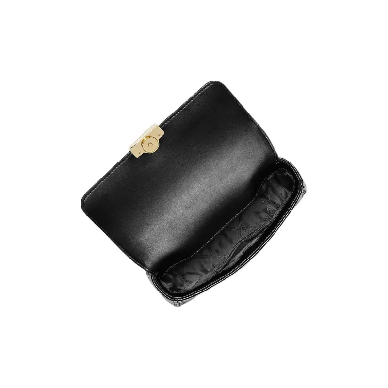 MICHAEL KORS Lizard Embossed Leather Crossbody Bag, Shoulder Bag Women's Black-1