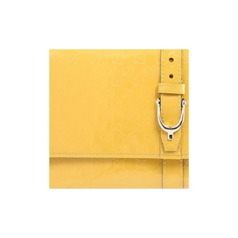GUCCI Patent Leather Wallet Women's Yellow-4