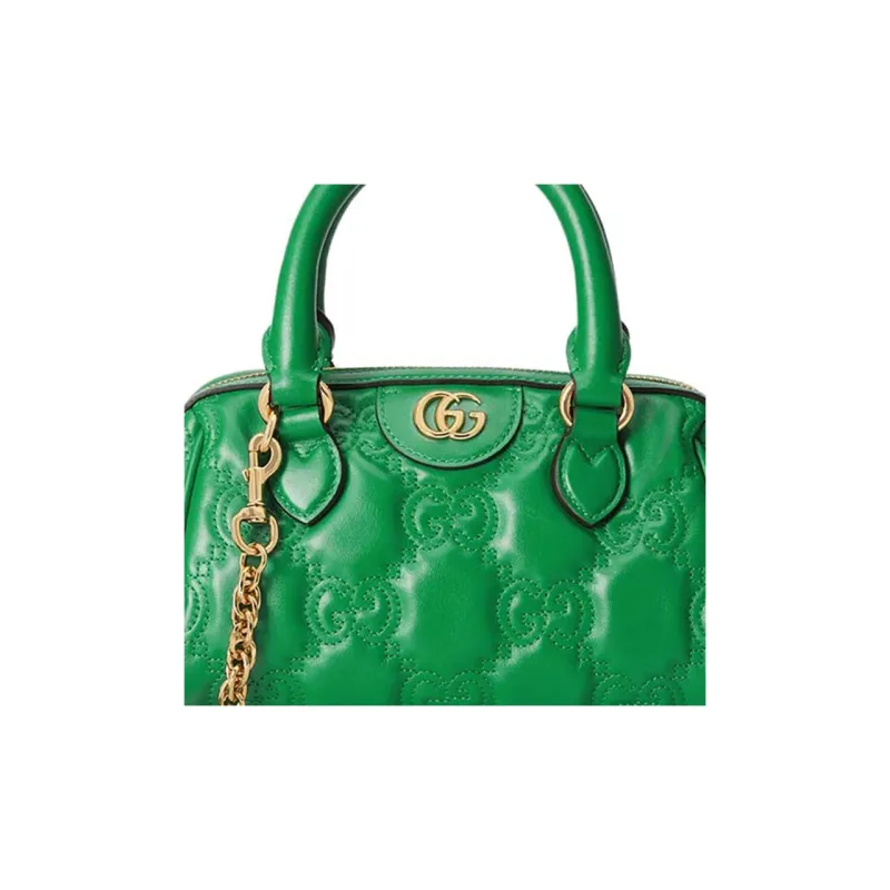 GUCCI GG Matelassé Leather Controller Boston Bag Shoulder Bags Handbags Mini Women's Emerald Green-8