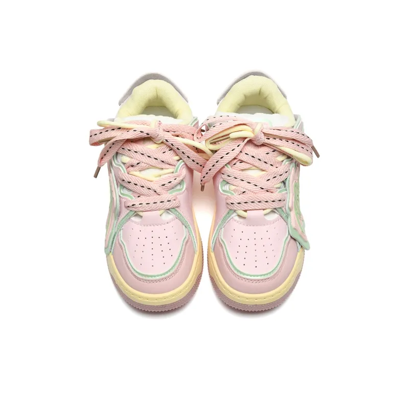T628 Letter Puffy Shoes Anti Slip Wear Resistant Low Top Skateboard Shoes Unisex-3