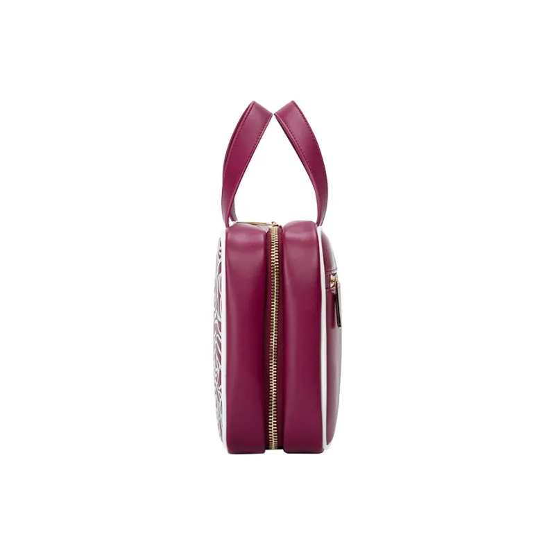 Farmacy Microfiber Synthetic Leather Makeup Bag Large Size Women's Black/White/Red-11