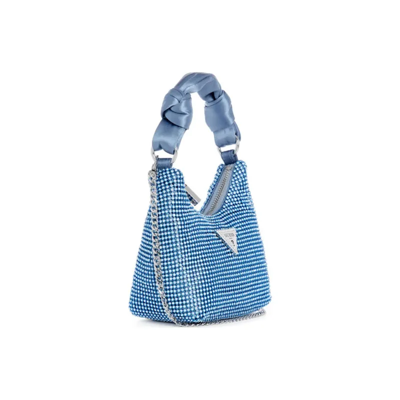 GUESS Satin Trim Hobo Handbag Mini Women's Blue-1