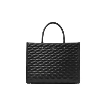Jimmy Choo Avenue Diamond Embossed 3D Leather Tote Bag Shopping Bag Shoulder Bag Handbag Medium Size Women's Black