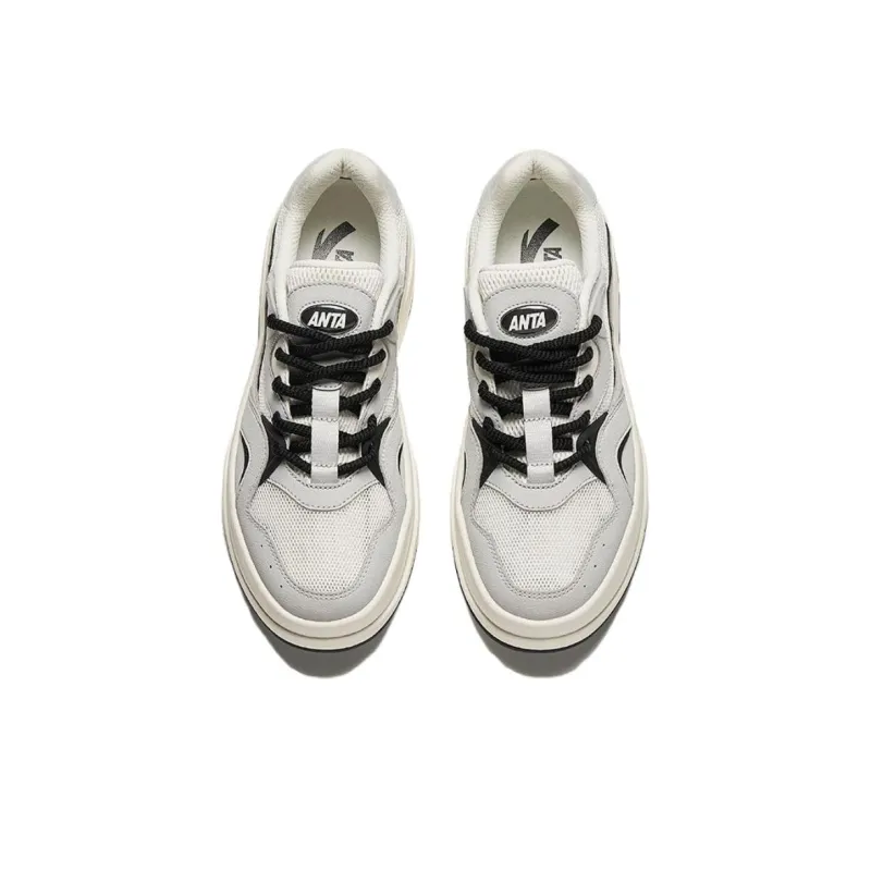 Anta Seaweed Height Increasing Lightweight Low Top Skateboard Shoes Men's White Gray-2