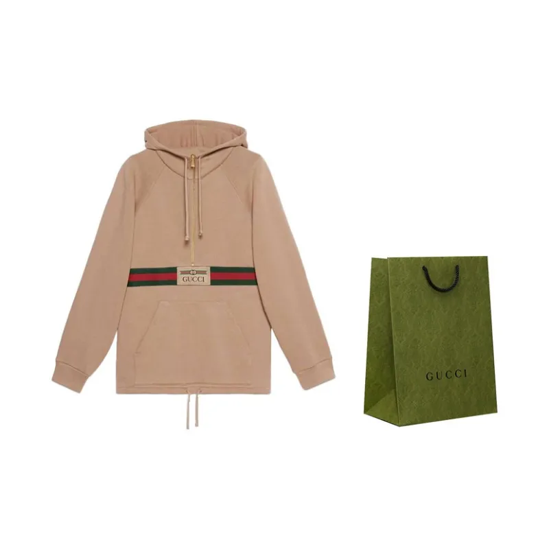 GUCCI Web-stripe Cotton Hoodie-1