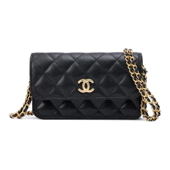 CHANEL Litchi Grain Cow Leather Flap Bag, Envelope Bag, Shoulder Bag, Crossbody Bag Women's Black