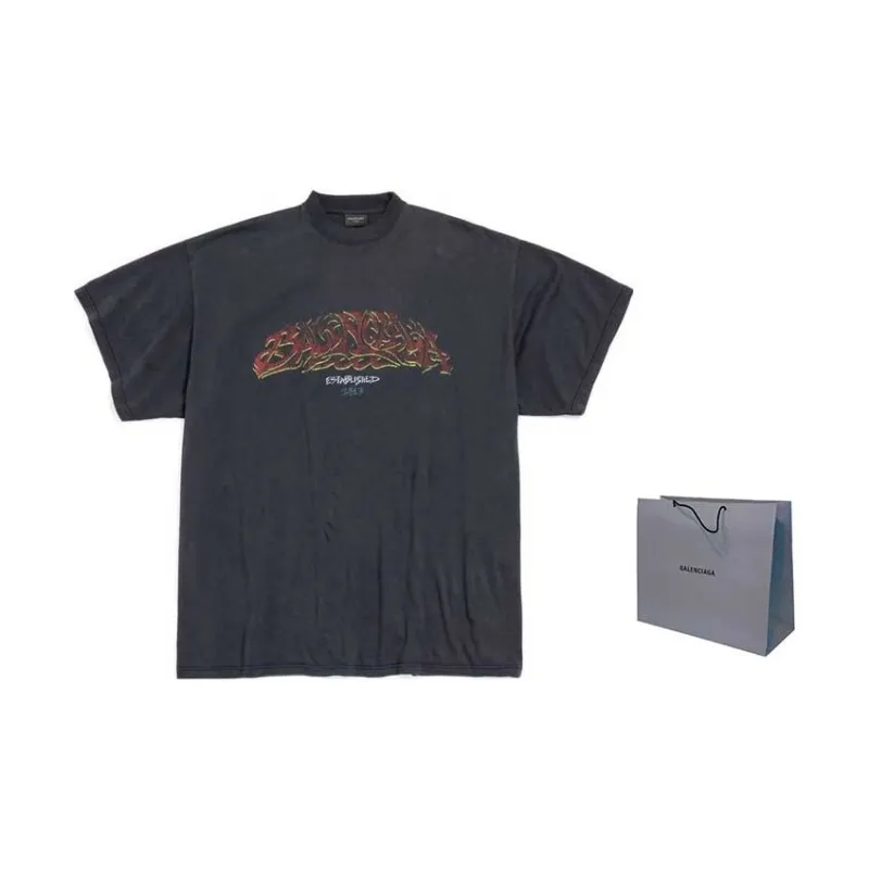 Balenciaga Logo print Cotton T shirt-3