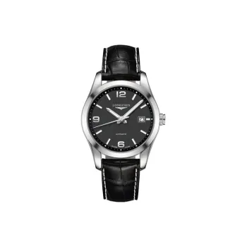 LONGINES Automatic Mechanical Movement Unisex Watch 40mm Black Dial Stainless Steel Case Leather Strap