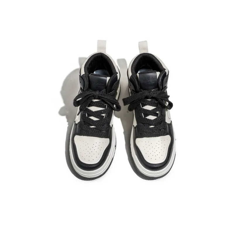 Meiretu Abrasion Resistant High Top Skateboard Shoes Men's Black-3