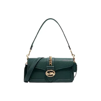 COACH Georgie Leather Shoulder Bag Portable Crossbody Bag Shoulder Bag Women's Dark Green
