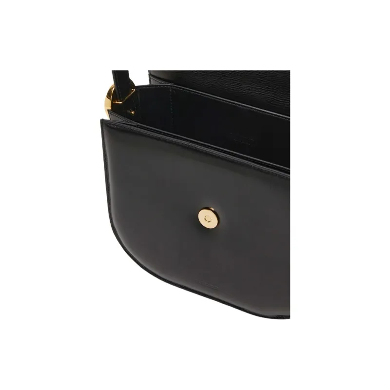 JIL SANDER Leather Shoulder Bag Crossbody Bag Medium Size Women's Black-2