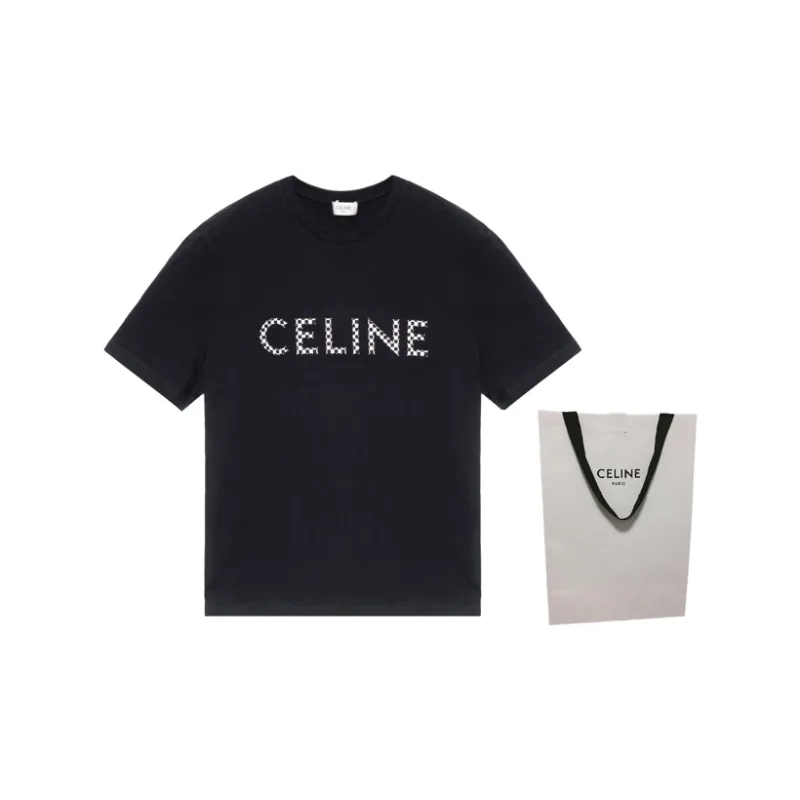 CELINE Loose T Shirt In Cotton Jersey With Studs-2