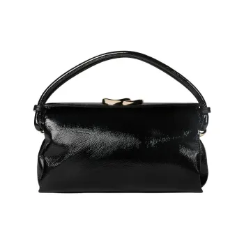GUCCI Patent Leather Handbag Small Size Women's Black