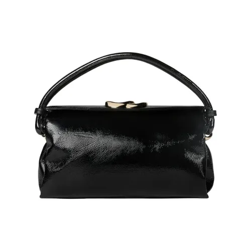 GUCCI Patent Leather Handbag Small Size Women's Black