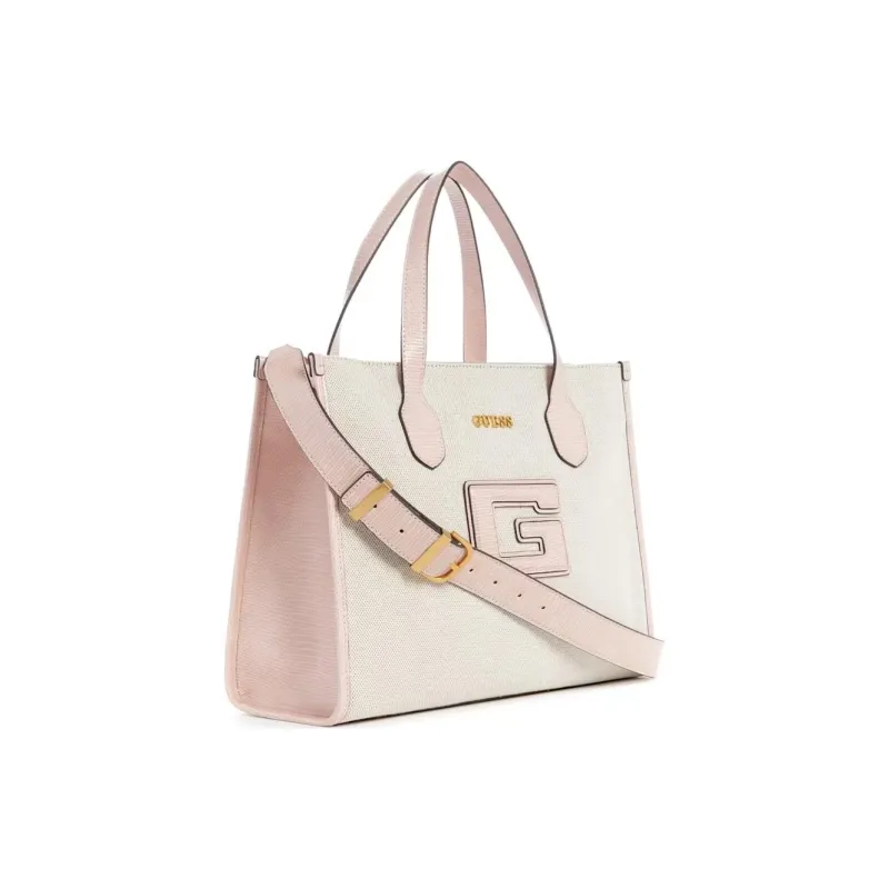 GUESS Artificial Leather Tote Bag Shopping Bag Shoulder Bag Handbag Women's Pink-1