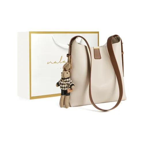 Narandu Cow Leather Bucket Bags Crossbody Bag Shoulder Bag Medium Size Women's Coffee/Ecru