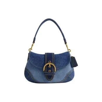 COACH Soho Denim With Recycled Leather Wallet Shoulder Bag Large Size Women's Denim Blue