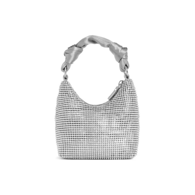 GUESS Satin Trim Hobo Handbag Mini Women's Silver-2