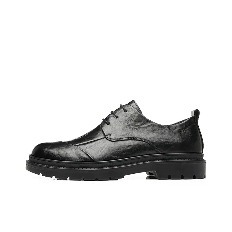 Shanpijiang Men's Casual Shoes Men Low Top Black/Tea Brown-0