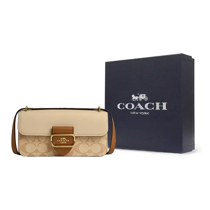 COACH Morgan Coated Canvas Shoulder Bag Crossbody Bag Small Size Women's Light Khaki-9