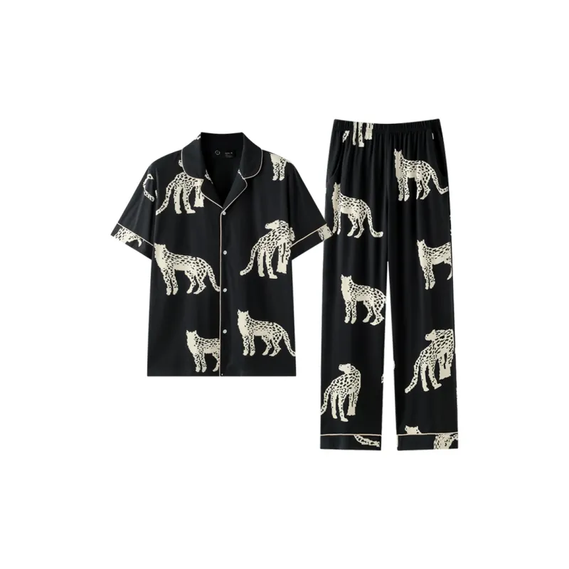 Meonsill Pajama Set Men's Black-0
