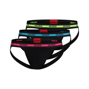 HUGO BOSS Three Pack Of Stretch Cotton Jock Straps With Logos Underpants Men's 3 Pack