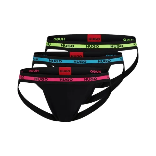 HUGO BOSS Three Pack Of Stretch Cotton Jock Straps With Logos Underpants Men's 3 Pack