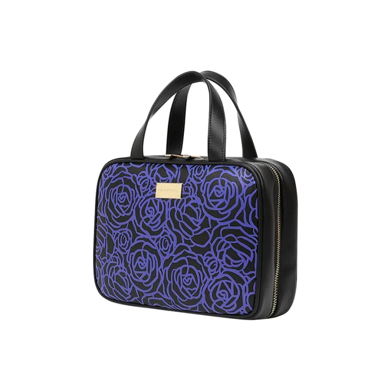Farmacy Microfiber Synthetic Leather Makeup Bag Large Size Women's Black/White/Red-2