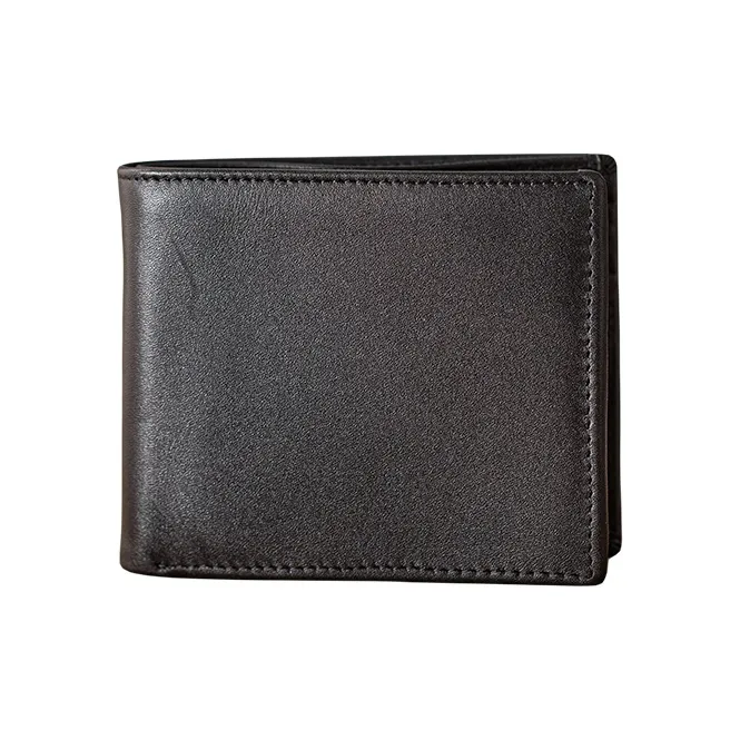Back Step Top Grain Cow Leather Genuine Leather Card Holder Wallet Regular Unisex Gray/Black-3