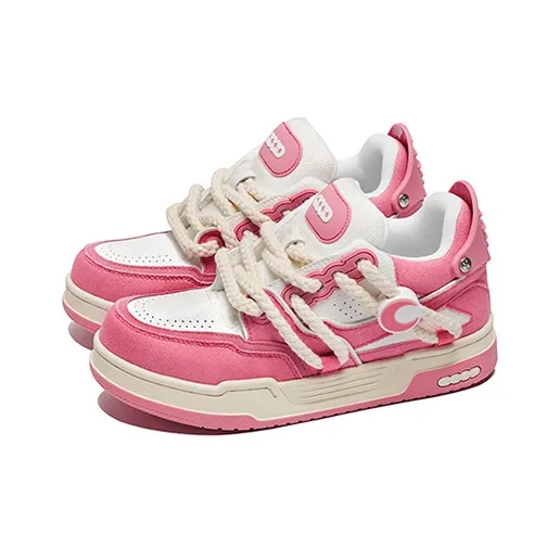 GOODBRAND Height Increasing Abrasion Resistant Slip Resistant Mid Top Skateboard Shoes Unisex Cherry Blossom Pink-4