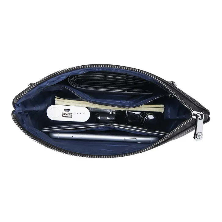 WilliamPOLO Cow Leather Clutch With IPad Slot Multiple Card Slots And Envelope Bag Regular Men's Black-6