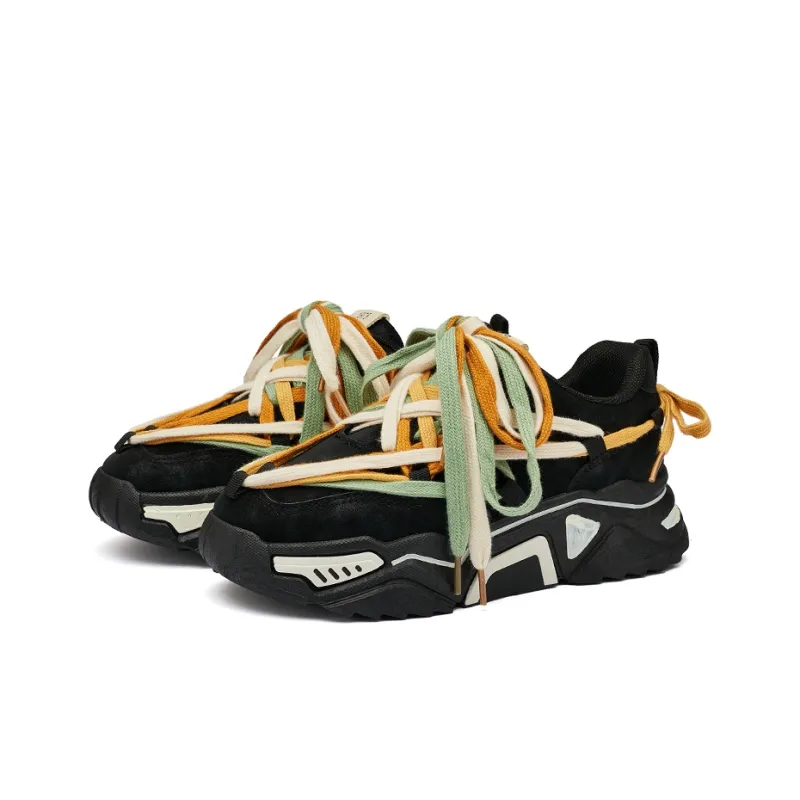 MEXICAN Anti Slip Wear Resistant Low Top Chunky Sneakers Unisex White Black-7