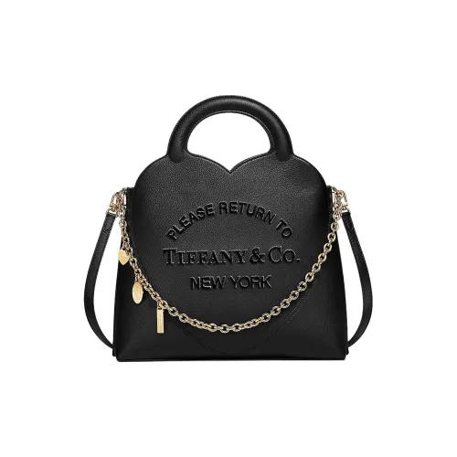 TIFFANY & CO. Return To Tiffany™ Series Goatskin Tote Bag Shopping Bag Shoulder Bag Handbag Small Size Women's Black