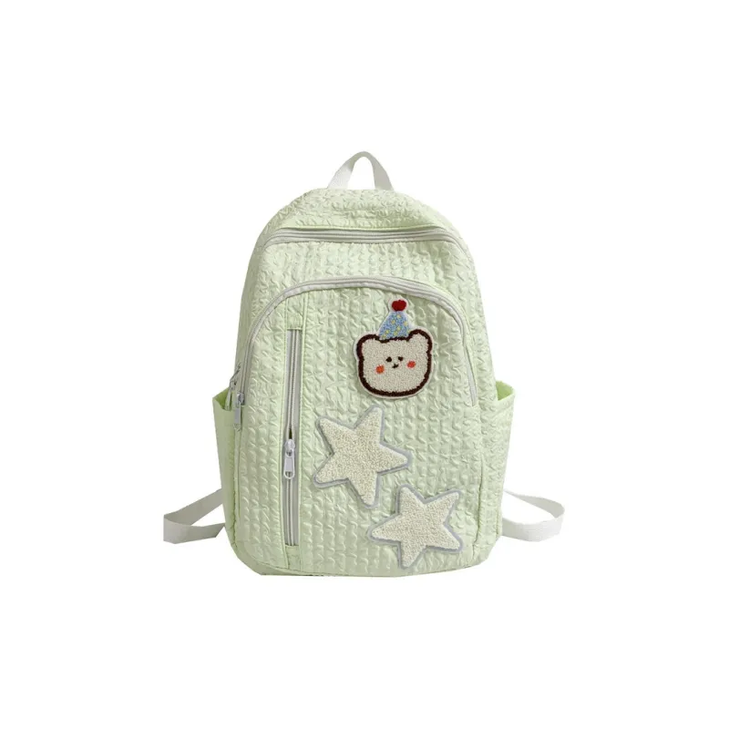 Meow In The Grass Canvas Backpack, Backpack, Backpack Regular Unisex Black/Light Yellow/Light Green/Light Blue-5