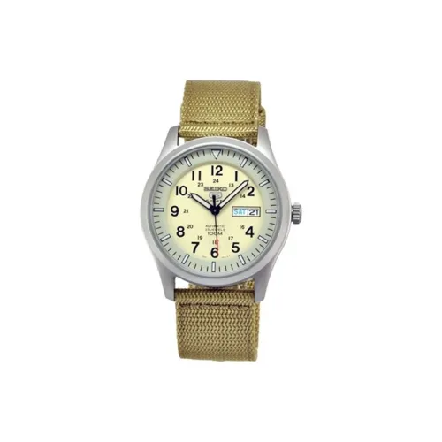 SEIKO Automatic Mechanical Movement Nylon Strap Watch Men's Watches Yellow Watch Dial