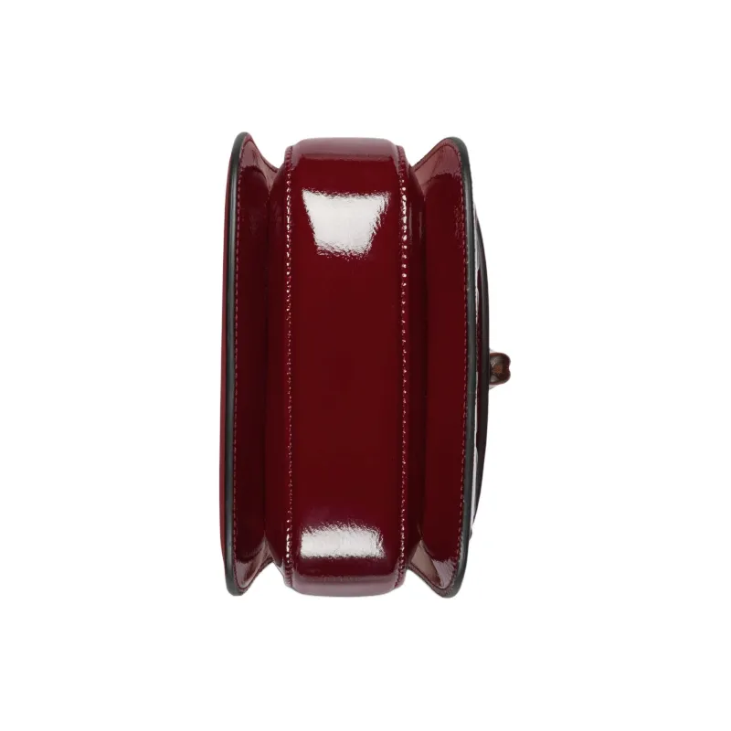 GUCCI Bamboo 1947 Patent Leather Shoulder Bag Crossbody Bag Handbag Mini Women's Deep Red-5