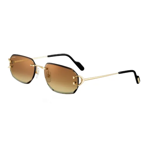 CARTIER Metal Irregular Shape Sunglasses Unisex Gold