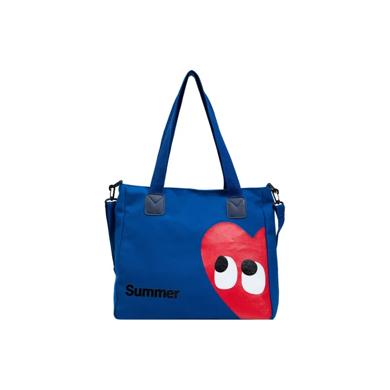 Parker Bear Canvas Canvas Bag Shoulder Bags Regular Unisex Blue/Green/Ecru-14