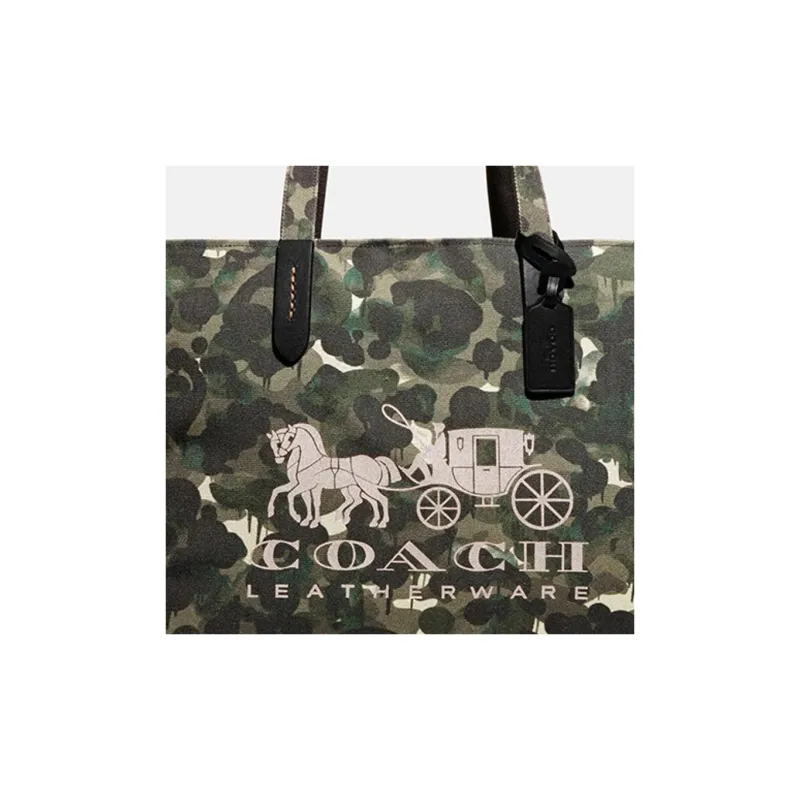 COACH Leather Tote Bag, Shopping Bag, Handbag, Shoulder Bag Unisex Camouflage-4