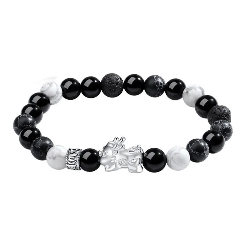 GIMK Obsidian Chinese Auspicious Animal Beaded Bracelet Women's-0