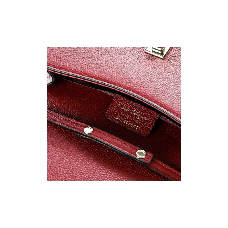 FERRAGAMO Cow Leather Crossbody Bag, Shoulder Bag Women's Red-6