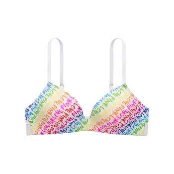 Victoria's Secret PINK 4766 Gathering Style WEAR EVERYWHERE Collection Bra Women's Multicolor Letter Print