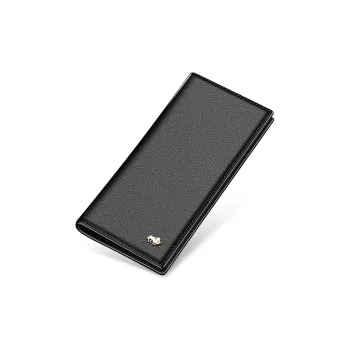 BISON DENIM Top Grain Cow Leather Clutch Card Holder Wallet Regular Men's Black