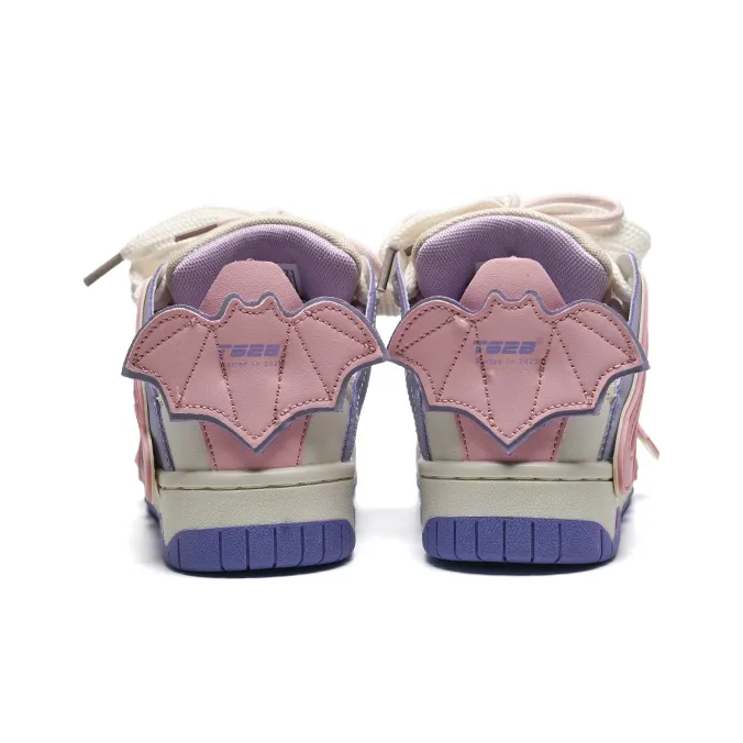 T628 Letter Puffy Shoes Height Increasing High Top Skateboard Shoes Women's Taro Purple-4