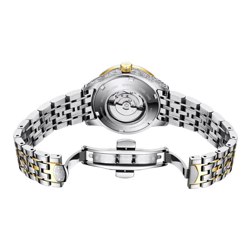 Oupinke Starry Sea Collection Mechanical Movement Stainless Steel Watchband Watch Women's Watch Blue Dial-2