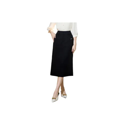 SMEN Casual Long Skirts Women's Black