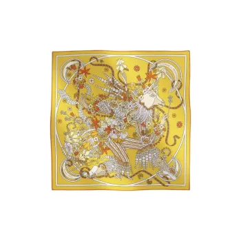 HERMES Silk Scarves Unisex Yellow