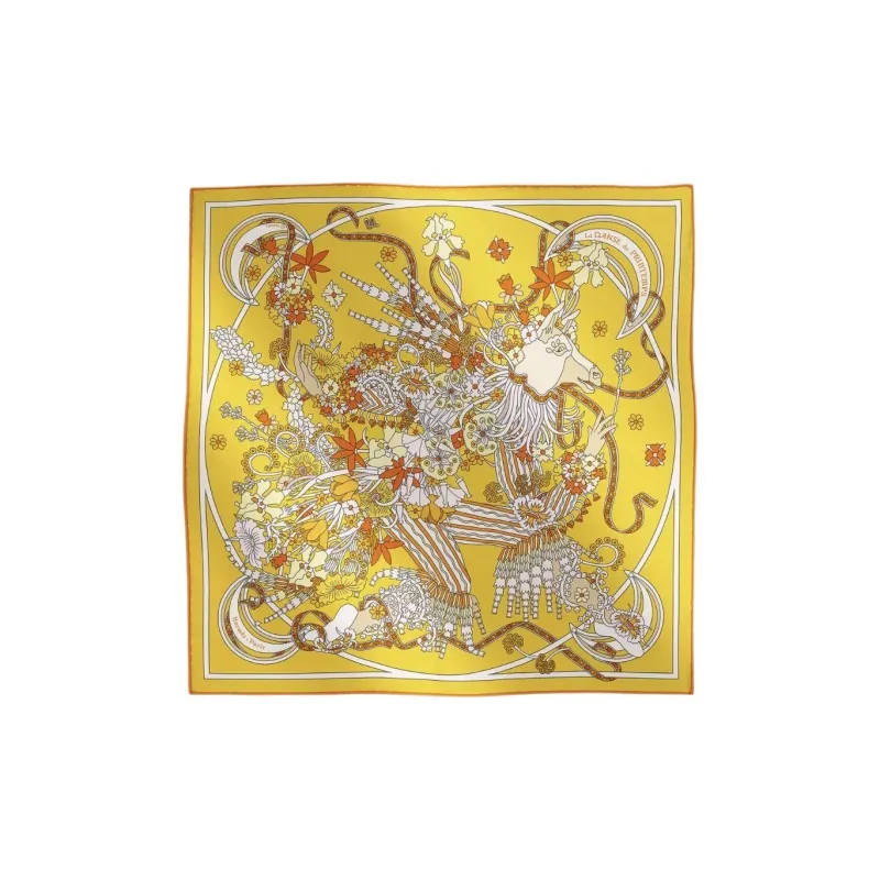 HERMES Silk Scarves Unisex Yellow-0