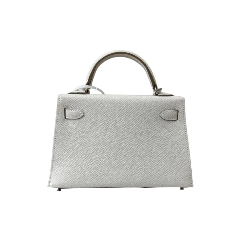 HERMES Mini Kelly Epsom Leather Kelly Bag Shoulder Bag Crossbody Bag Handbag Women's M4 Gris Pale Cream Gray-1