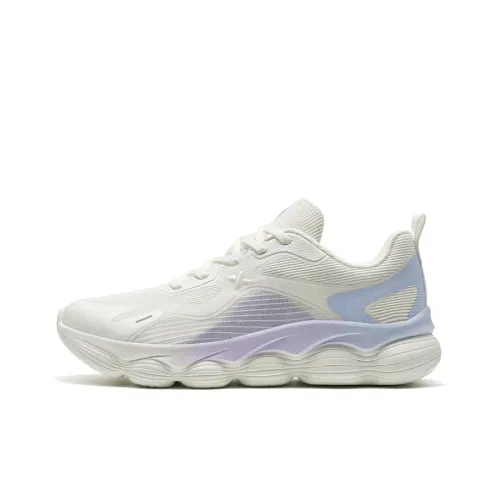 XTEP Tigger Shoes Cushioning, Wear Resistant Low Top Running Shoes Women's Sail White/Tranquil Blue